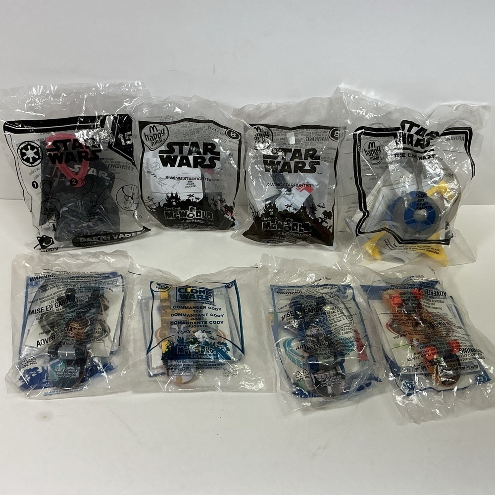 Star Wars McDonalds toys Mix Lot 8 Clone Wars Skateboard Darth Vader X Wing New